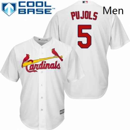 Mens Majestic St Louis Cardinals 5 Albert Pujols Replica White Home Cool Base MLB Jersey